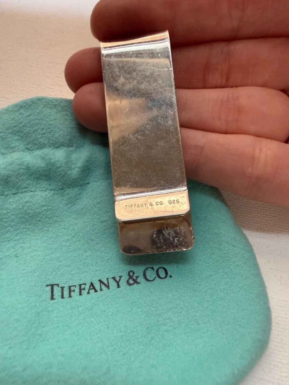 Tiffany & Co. Sterling Silver 925 Money Clip w/Pouch engraved WSCGC